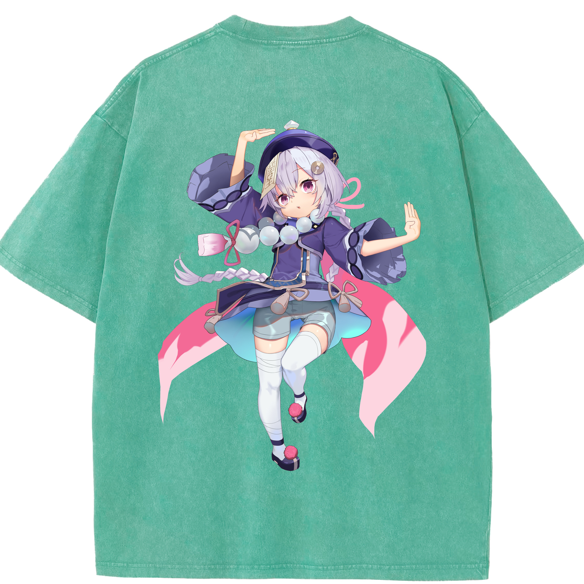 げんし神 七七 なな  genshin Nana 綿100% ヴィンテージ風 半袖Tシャツ（背面プリント）